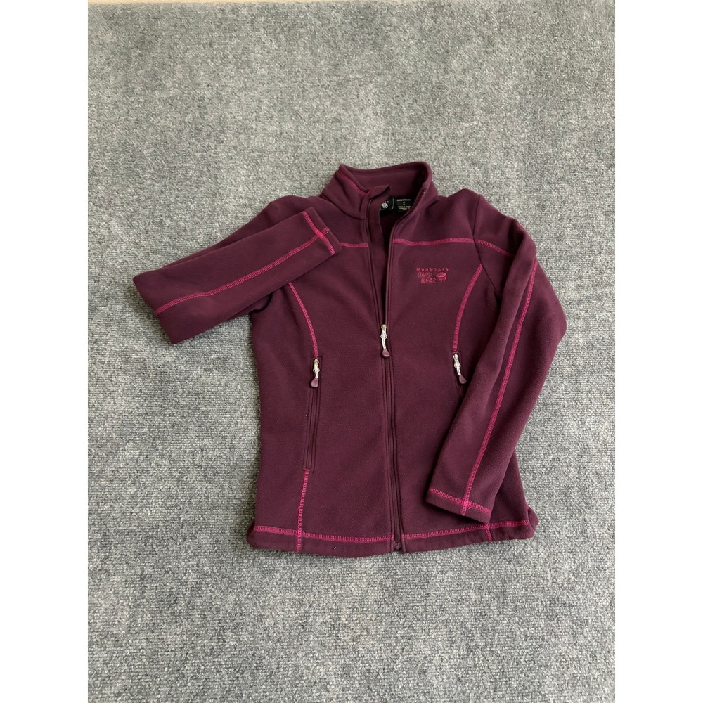 Mountain Hardwear Womens XS Plum Purple Full Zip Fleece Jacket Pink Stitching
